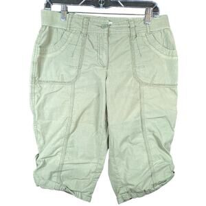 Chicos Womens Pants Green Below The Knee Capris Roll Tab Hem Stretch 00 (XS)